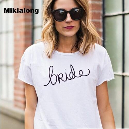 Harajuku Tee Shirt Femme 2017 Bride Letter Printed Cute Summer Tops Women T-Shirts Hipster White BlackTumblr T Shirt Femmes
