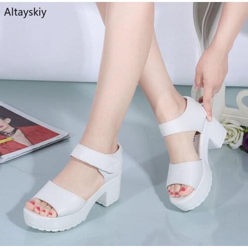 Sandals Women Simple Thick Bottom Platform High Square Womens Elegant Summer All-match Shoes Ladies Korean Style Trendy Leisure