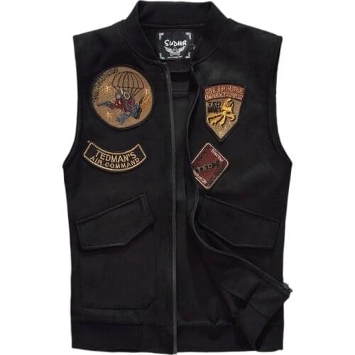 Spring Autumn Hot New 2021 Black Solid Color Denim Vest Mens Punk Rock Style Waistcoat Motorcycle Sleeveless Jacket Size M-5XL