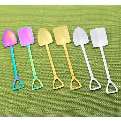 2Pcs/Set Creative Watermelon Shovel Spoon Cute Square Head Ice Cream Spoon Retro Dessert Spoon Stainless Steel Iron Shovel Spoon