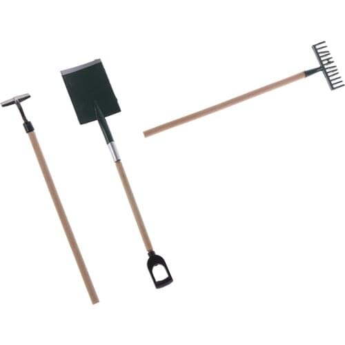 3pcs/set Dollhouse Miniatures Dollhouse Furniture Miniature 1:12 Accessories Toy Mini Gardening Tools Shovel/Rake/Hoes