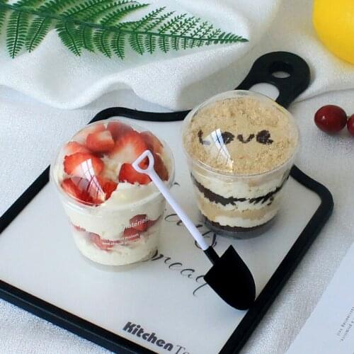 50pcs/pack 200ml Mousse Cup Dessert Pudding Disposable Plastic Cake Cup Dessert Package Baking Supplies