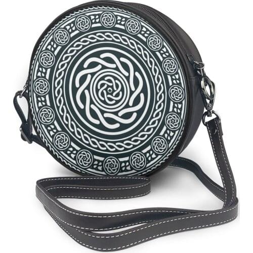 Abstract Celtic Mandala Round Crossbody Cell Phone Shoulder Bag Messenger Bags Fashion Daily Use For Women Wallet