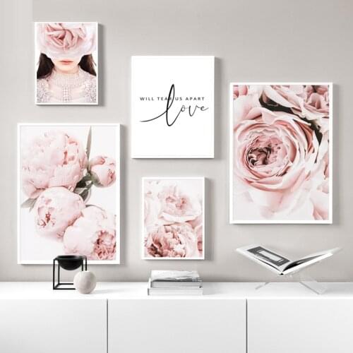 Diamond Painting Pink Wall Art Peony Flower Diamond Embroidery Cross Stitch Diamond Inlaid Modern Bedroom Decoration Wall