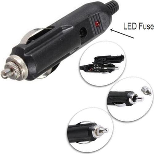 Car Truck Cigarette Lighter BU Socket Plug Connector with Fuse Red LED 12V Male