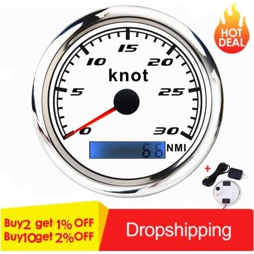 Car GPS Speedometer 30 Knot 60 Knot 12V/24V Auto 85MM Speed Meter Gauge For Marine Boat Yacht With GPS Antenna Red Backlight