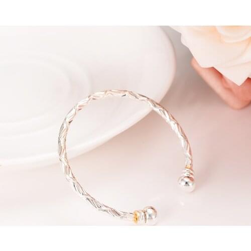 Bangrui 1pc Small Bangle for Girls/Baby boy Gold Silver Color Charm Bracelet Jewelry Child Party /birthday Christmas Gifts