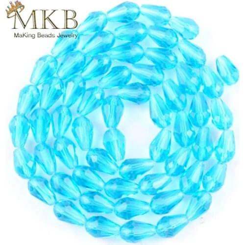 Wholesale Lake Blue Teardrop Crystal Beads 11*8mm Waterdrop Austrian Crystal Glass Beads For Jewelry Making Bracelet DIY