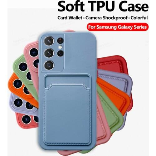 Colorful Soft TPU Case For Samsung Galaxy S21 Ultra 5G S 21 Plus Note 20 S20 S21Ultra Camera Protection Card Wallet Cover Fundas