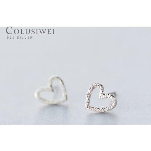Colusiwei 2019 Real 925 Sterling Silver Petite Plain Hearts Stud Earrings for Women Silver Tiny Earrings Fine Jewelry brincos