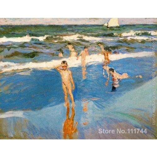 Seascape art Children at sea. Beach of Valencia by Joaquin Sorolla y Bastida reproduction paintings High quality Hand painted