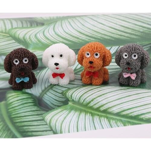 DIY Beautiful Teddy Cute Ornament Toy Dog Pendant Figurines Animal Statue Puppy Miniatures Pet Dolls Crafts Garden Decor