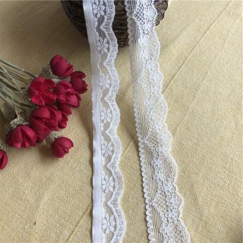 Elastic lace S2523-1 stretch white african lace fabric elasticity lace trim embroidered for sewing clothing underwear accesso