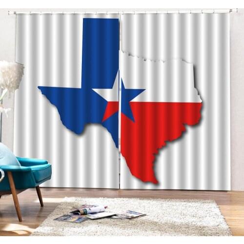 Photo customize size 3d curtains Living room bedroom With Hooks Bathroom Flag Red Blue Star blackout curtains