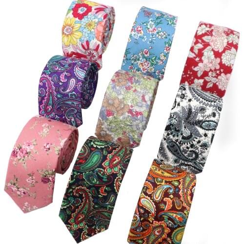 Classic Printed 6cm Tie Colorful Floral Pattern Casual Wedding Party Mens Cotton Accessories For Clothing Spring Neckties