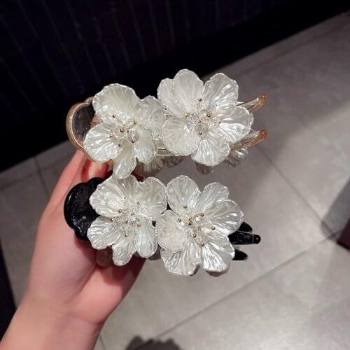 H:HYDE Korean Sweet Hair Accessories Handmade Flower Hairpin Simple Floral Back Of The Head Top Clip Large Hair Claw