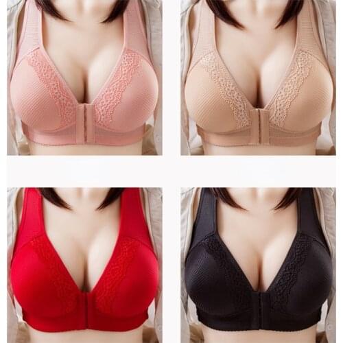 Hot Sale Plus Size Bra New Front Buckle Thin Sexy Lingeries Women Bras Push Up Breathable Vest Front Fastener Womens Underwear