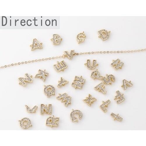 14k Gold 26 letters double hanging Zircon Pendant DIY handmade jewelry necklace bracelet accessories