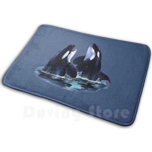 Orca Duo Mat Rug Carpet Anti-Slip Floor Mats Bedroom Orca Orca Whale Killer Whale Whale Laughing Realistic Colored Pencil