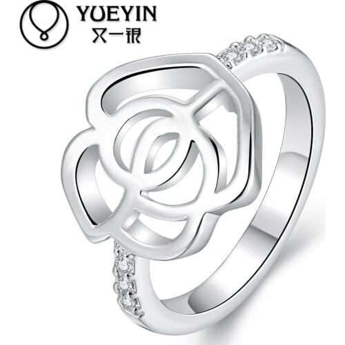 Fashion silver plated ring Inlaid Crystal for women Bridal Jewelry Blue Stone