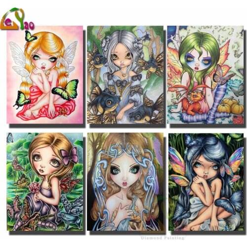 Cartoon Girl Diy Diamond Painting Full Square Round Drill Embroidery Vampire girl cute fairy Mosaic Needlework