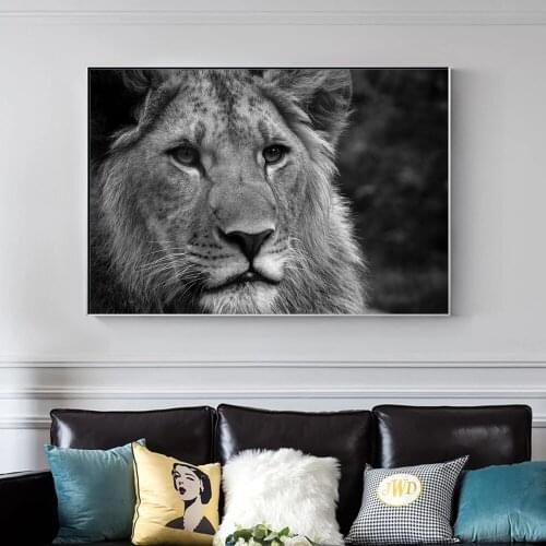 Abstract Black Wild Lions Tiger Canvas Painting Animal Wall Art Posters Prints Wall Pictures for Living Room Home Cuadros Decor