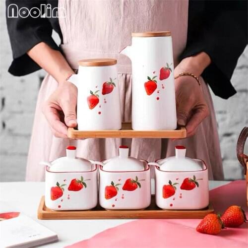 Nordic Ceramic Seasoning Boxes Soy Sauce Vinegar Oil Bottle Spice Jars Salt and Pepper Shakers Sugar Bowl Kitchen Cooking Tools
