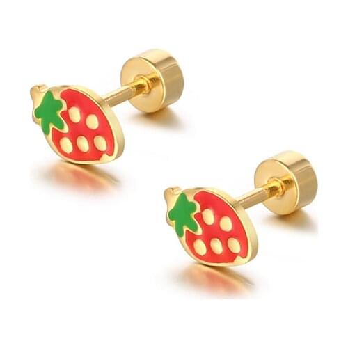 New Sweet Strawberry Fruit Earrings Fashion Simple Stud Earrings For Girls Women Gift Delicate Lovely Jewelry wholesal