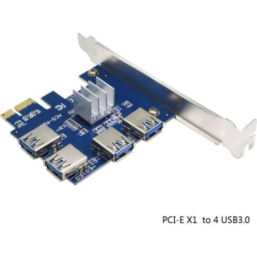 PCI-E to PCI-E Adapter 1 Turn 4 PCI-Express Slot 1x to 16x USB 3.0 Mining Special Riser Card PCIe Converter for BTC Miner Mining