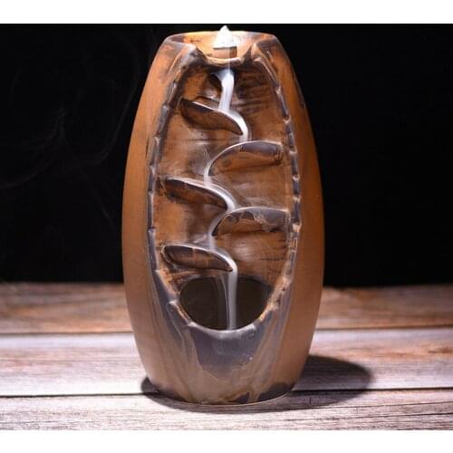 Backflow Ceramic Waterfall Incense Burner Smoke Back-flow Censer Cone Holder Craft Table Ornament Home Decor Mother Gift LBS