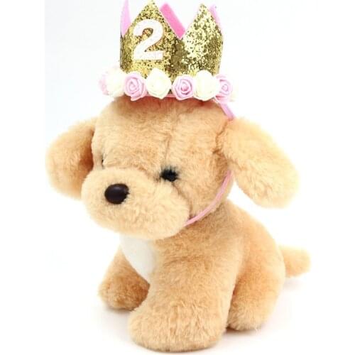 Pet Dog Birthday Party Hats Decor Cap Birthday Hat Princess Crown 1st 2nd 3rd Year For Puppy Kitten Favors Hairband
