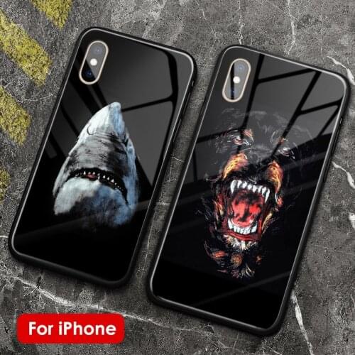 Rottweiler Shark dog luxury Glass Soft Silicone Phone Case Cover Shell For iPhone SE 6 6s 7 8 Plus X XR XS 11 PRO MAX