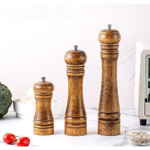 Oak Wood Manual Salt Pepper Grinder Pepper Powder Seasoning Grinding Bottle Pepper Mill Spice Salt Grinder Mill Tools