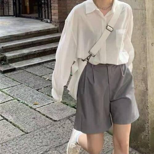 S- 4XL High Quality Shorts Women Straight Wide Leg High Waist Korea Girls Harajuku Cute Short Pants 2021 Summer Full Plus Size