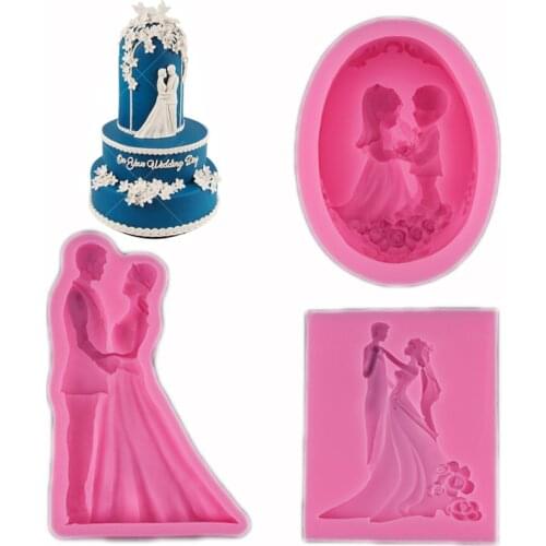 Bride and Groom Silicone Cake Mold 3D Wedding Blessing Fondant Mould Cake Decorating Tools Chocolate Baking Gumpastes Mold