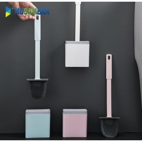 MUSAMBAN TPR Silicone Brush No Dead Corners Cleaning Brush Holders Wall-Mounted Household Cleaning Tools Bathroom Accessories