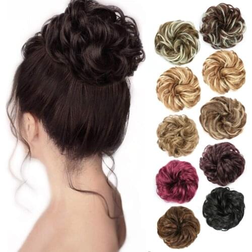 Synthetic Chignon Tail Hair Bands Elastic Band Hairpieces for Women Volume Hair Bun Fringe Fake Curly Messy Bun Scrunchies