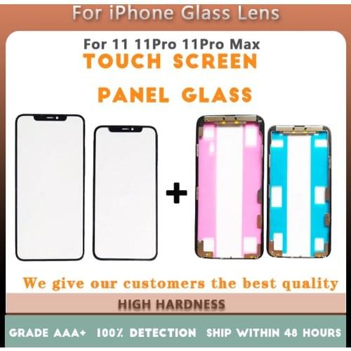 Touch Panel Replacement For iPhone 11 11Pro 11 Pro MAX Front Outer Screen Glass Lens With Frame Bezel Repair parts