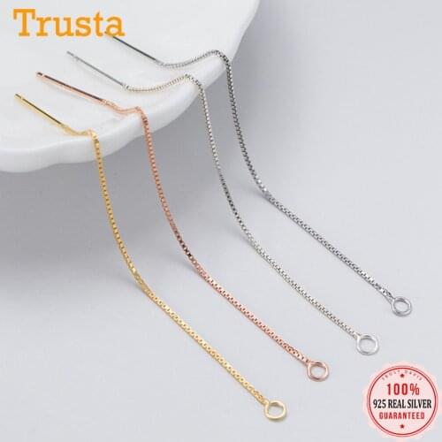 Trustdavis Real 925 Sterling Silver Fashion Box Chain Earrings Line Semi-finished Products Handmade DIY Accessories DZ18