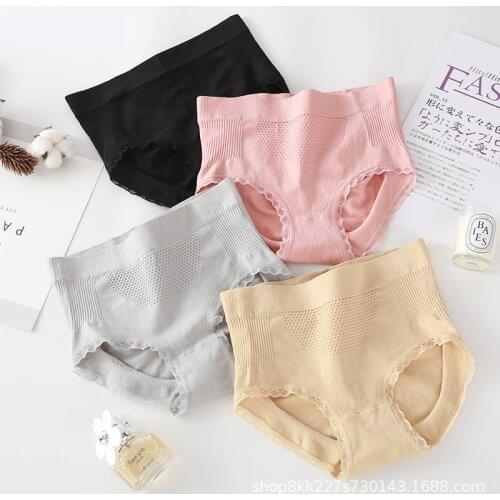 Womens Cotton Panties Lace Sexy Underpants Seamless Elastic Comfortable Briefs Mid Waist Fashion Female Underwear Panty Women