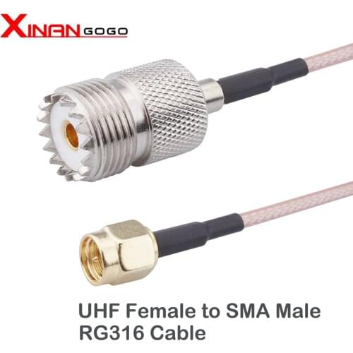 UHF SO239 Female PL259 to SMA Male Plug RG316 Cable Jumper Pigtail Crimp Adapter