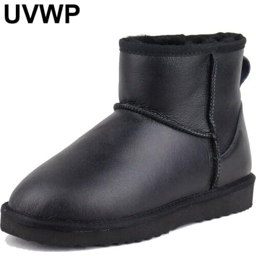 UVWP New Fashion Natural Fur snow boots 100% Genuine sheepskin Leather women Boots warm winter boots ankle boots Free Shipping