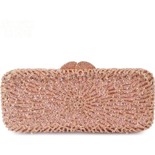 High quality ladies' luxury diamond clutch women chain full rhinestone dinner silver bag female crystal evening bags for party