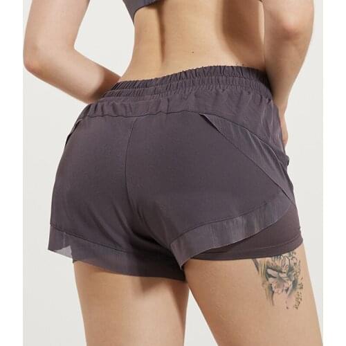 Women 2 In 1 Mesh Sports Shorts Elastic Waist Pocket Yoga Short Woman Running Shorts Quick Dry Gym Fitness Shorts Sportswear