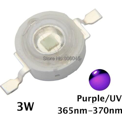 10pcs 3W UV/Ultra Violet High Power LED Emitter Diode without base, 365-370nm,380-385nm,395-400nm,420-425nm for option