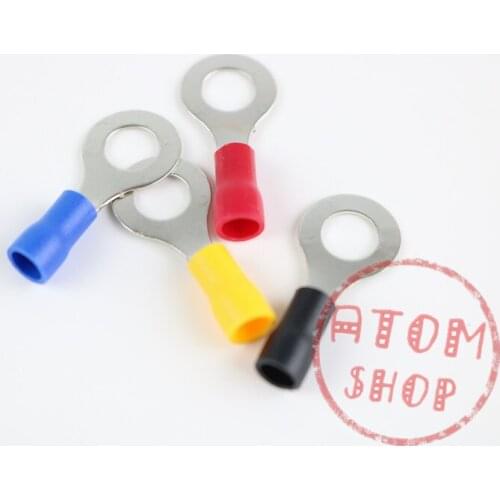 100pcs RV1.25-3 Cold pressed terminal O type circular pre insulated terminal wire nose cable size 0.5-1.5mm(A.W.G22-16)