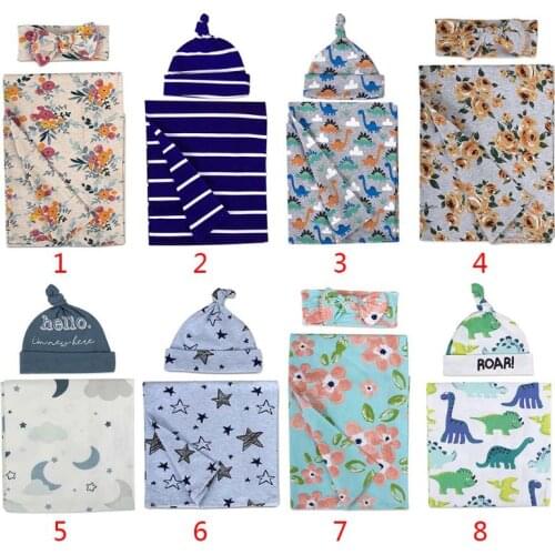 2Pcs/Set Newborn Baby Receiving Blanket Headband/Hat Cotton Sleeping Bag Toddler Infant Swaddle Wrap Towel
