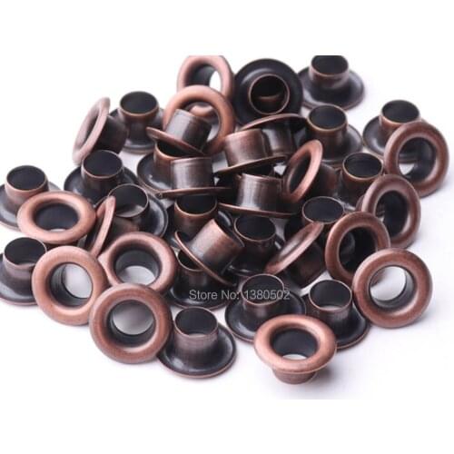 200pcs/lot 10*6*5mm copper color round shape Eyelets with washer for Garment accessories