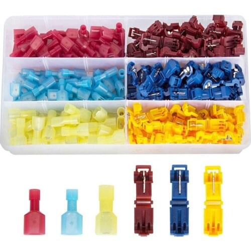 240 Pieces T-Tap Wire Terminals Quick Splice Electrical Connectors Self-Stripping And Nylon Fully Insulated Male Spade Disconnec