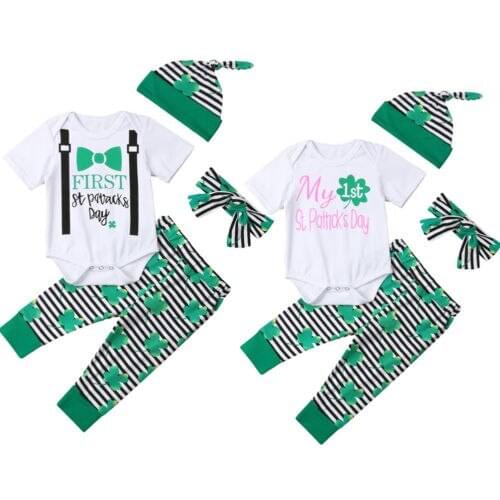 3pcs Newborn Toddler Infant Baby Boy Girl Clothes T-shirt Tops+Pants Outfits Set Size 0-24M